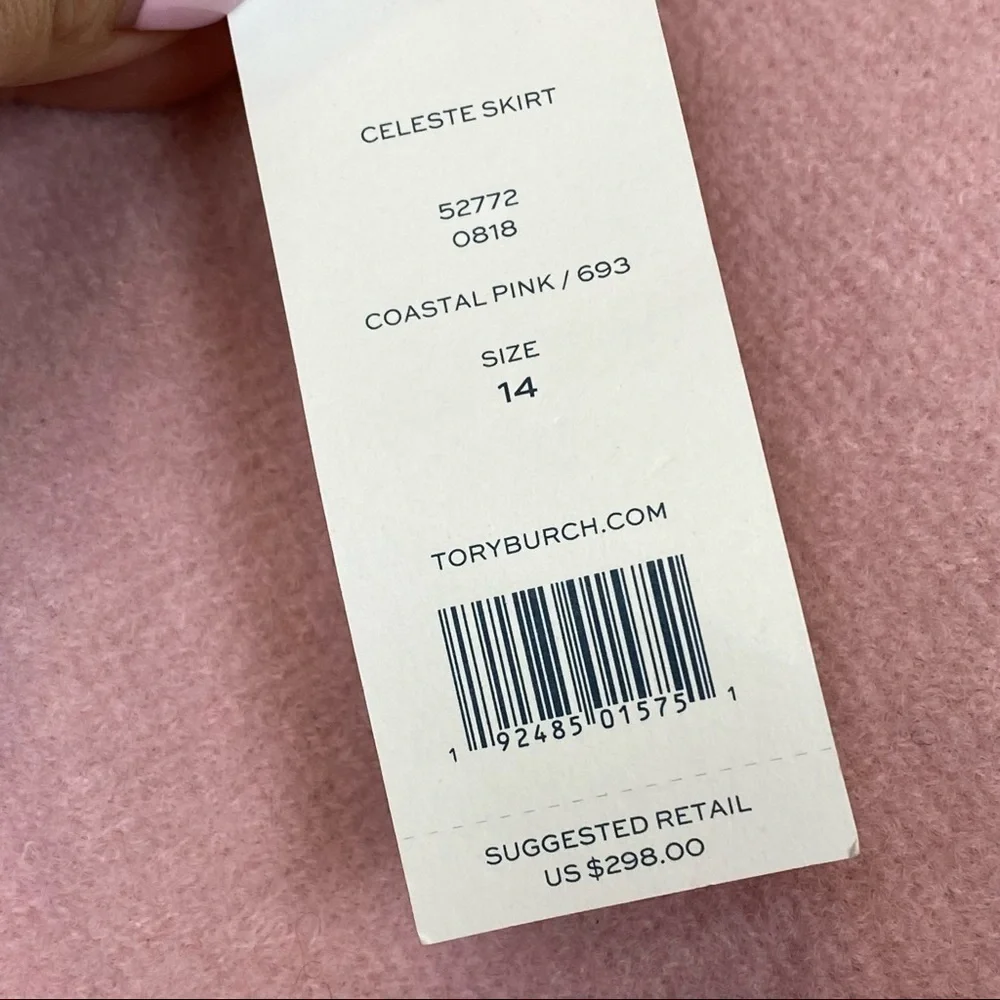 Tory Burch Celeste Coastal Pink Wool‎ Blend Skirt Women’s Size 14